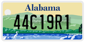 44C19R1  license plate in AL