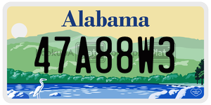 47A88W3  license plate in AL