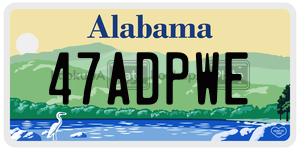 47ADPWE  license plate in AL