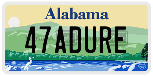 47ADURE license plate in Alabama