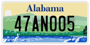 47AN005 license plate in Alabama