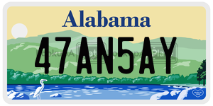47AN5AY  license plate in AL
