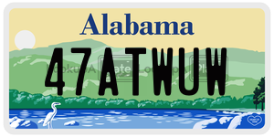 47ATWUW  license plate in AL
