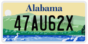 47AU62X  license plate in AL