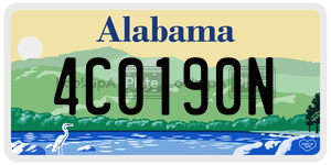 4C0190N  license plate in AL
