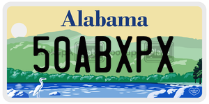 50ABXPX  license plate in AL