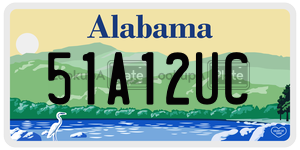 51A12UC  license plate in AL