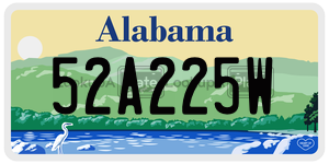 52A225W  license plate in AL