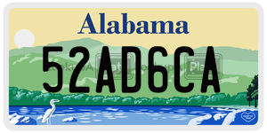 52AD6CA  license plate in AL