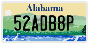 52ADB8P  license plate in AL