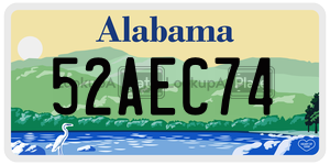 52AEC74  license plate in AL