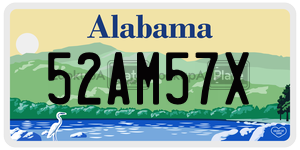 52AM57X  license plate in AL