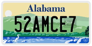 52AMCE7  license plate in AL