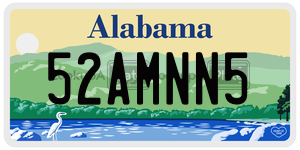 52AMNN5 license plate in Alabama