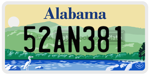 52AN381  license plate in AL