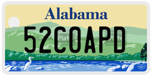 52C0APD  license plate in AL