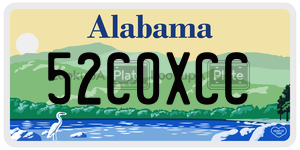 52C0XCC  license plate in AL