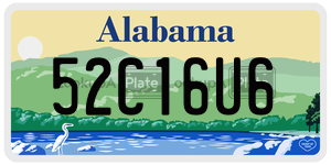 52C16U6  license plate in AL