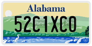 52C1XC0  license plate in AL