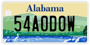 54A0D0W license plate in Alabama