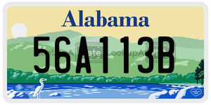 56A113B license plate in Alabama
