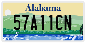 57A11CN license plate in Alabama