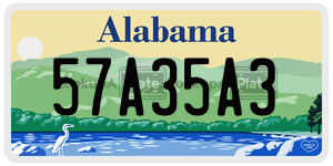 57A35A3 license plate in Alabama