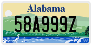 58A999Z  license plate in AL