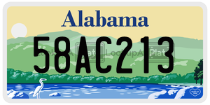 58AC213 license plate in Alabama