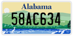 58AC634  license plate in AL
