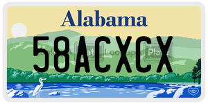 58ACXCX  license plate in AL