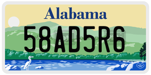 58AD5R6  license plate in AL