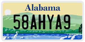 58AHYA9 license plate in Alabama