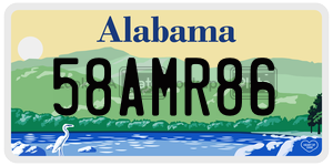 58AMR86  license plate in AL