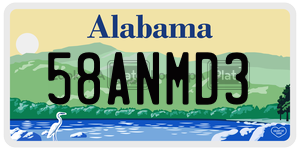 58ANMD3 license plate in Alabama