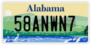 58ANWN7  license plate in AL