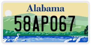 58AP067  license plate in AL