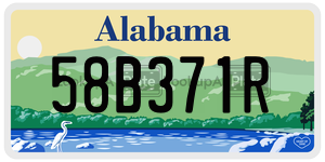 58B371R license plate in Alabama