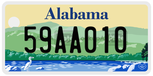 59AA010  license plate in AL