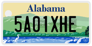5A01XHE  license plate in AL
