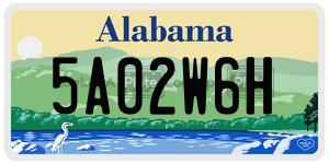 5A02W6H  license plate in AL