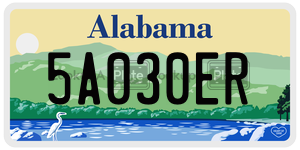 5A030ER  license plate in AL