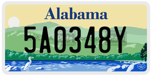 5A0348Y  license plate in AL