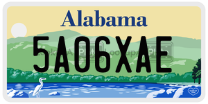 5A06XAE  license plate in AL