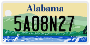 5A08N27  license plate in AL