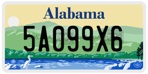 5A099X6  license plate in AL