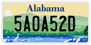5A0A52D  license plate in AL