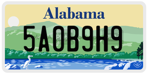 5A0B9H9  license plate in AL