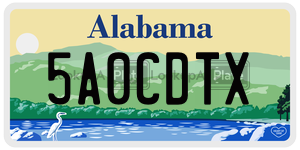 5A0CDTX  license plate in AL