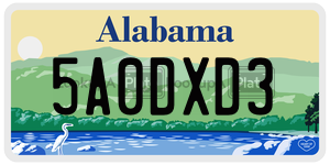 5A0DXD3 license plate in Alabama